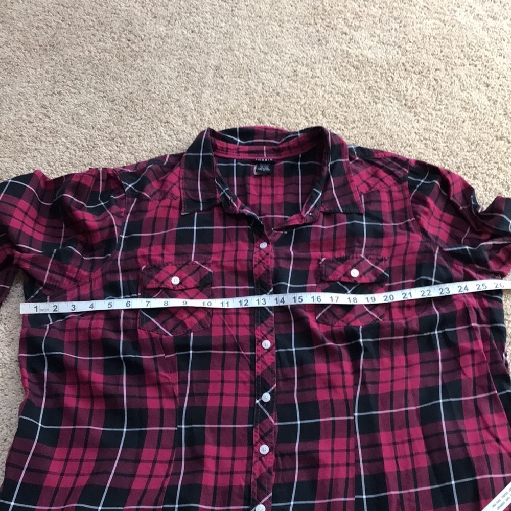 Torrid SZ 3X plaid front button cotton long sleeve shirt. - Picture 7 of 7